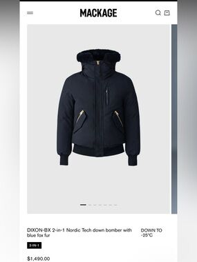 Mackage Black Fur-Trim Puffer Bomber Jacket M